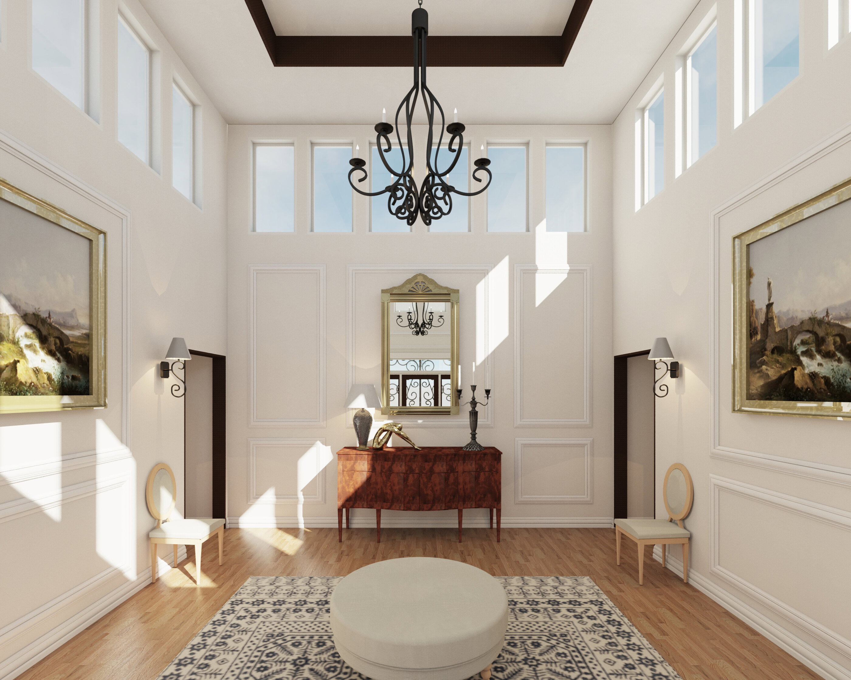 Renderizado de Diseño de Entrada Tradicional y Glamouroso