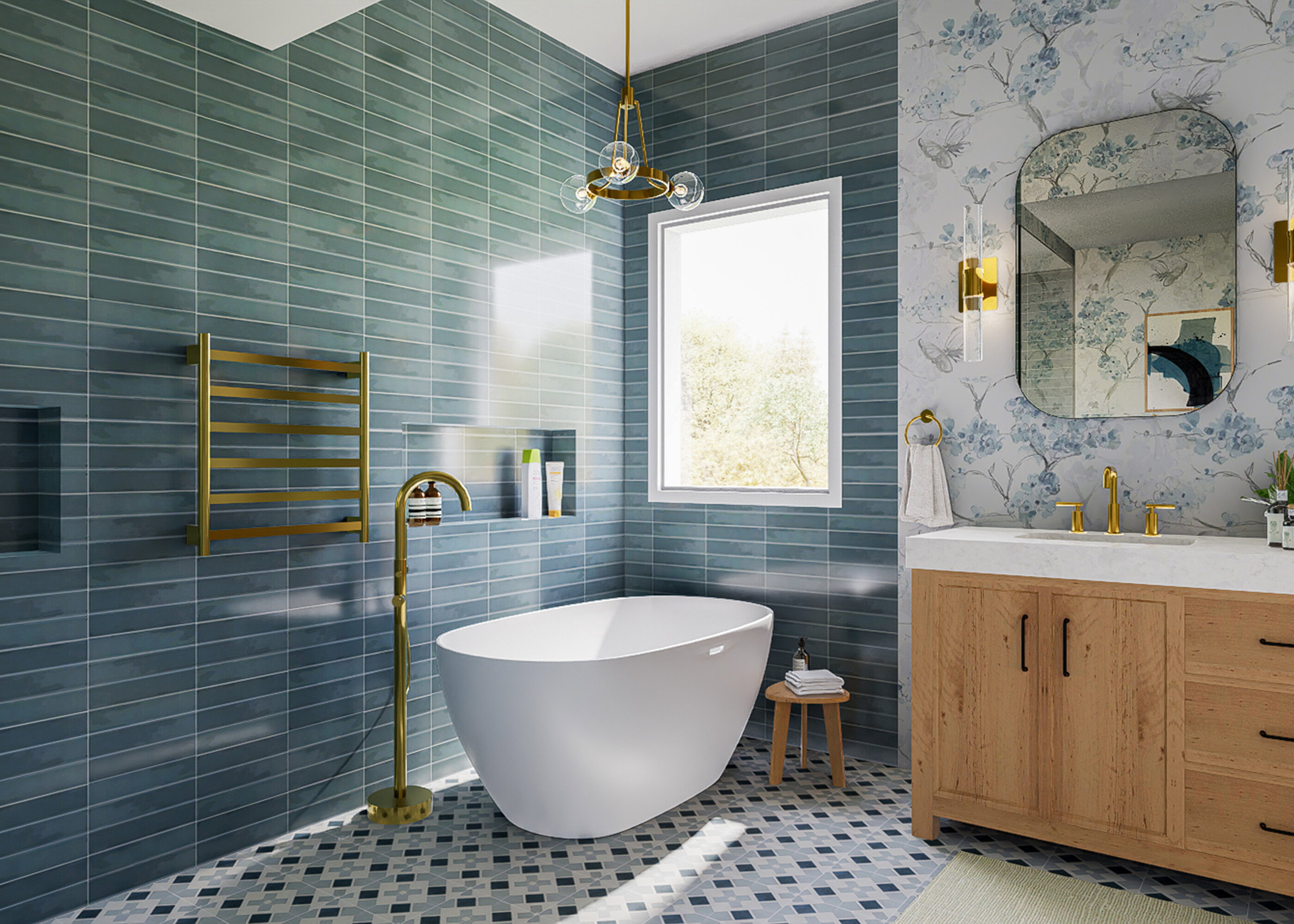 Representación de Remodelación de Baño de Cottage Francés Transicional thumb