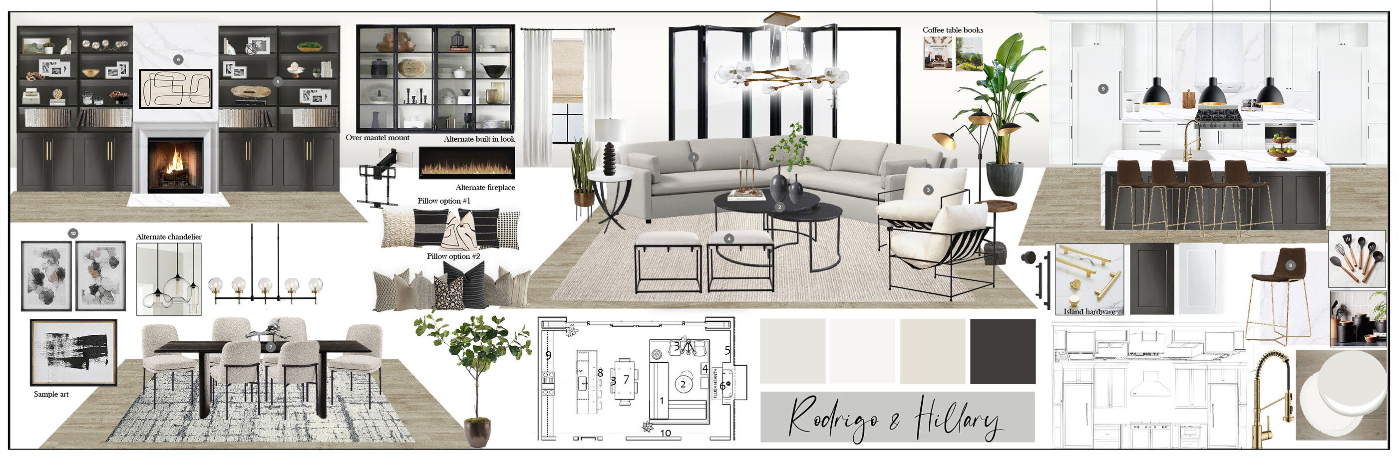 Contemporary Open Concept Living Room & Kitchen Casey H. Moodboard 2 thumb