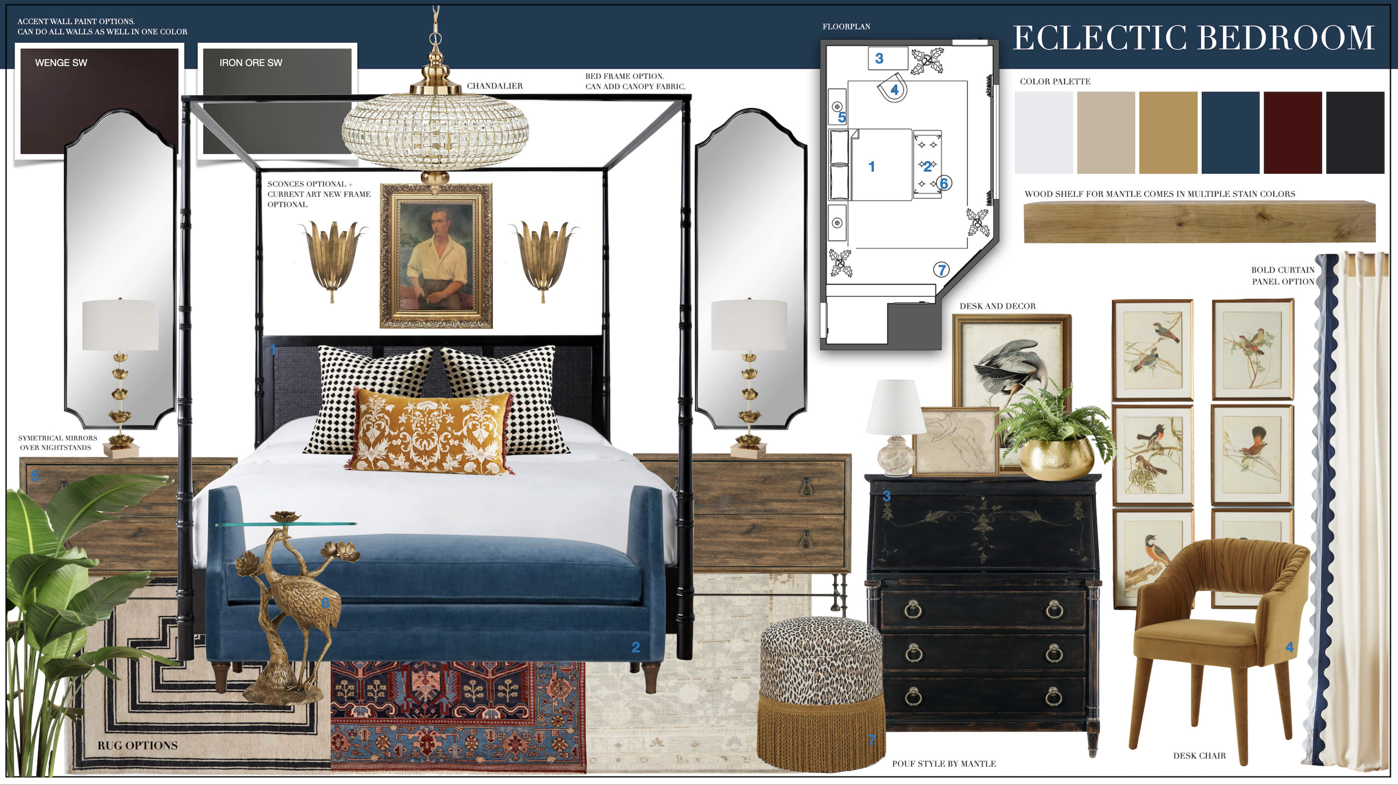 Vintage Bedroom Design with Eclectic Decor Marya W. Moodboard 1 thumb