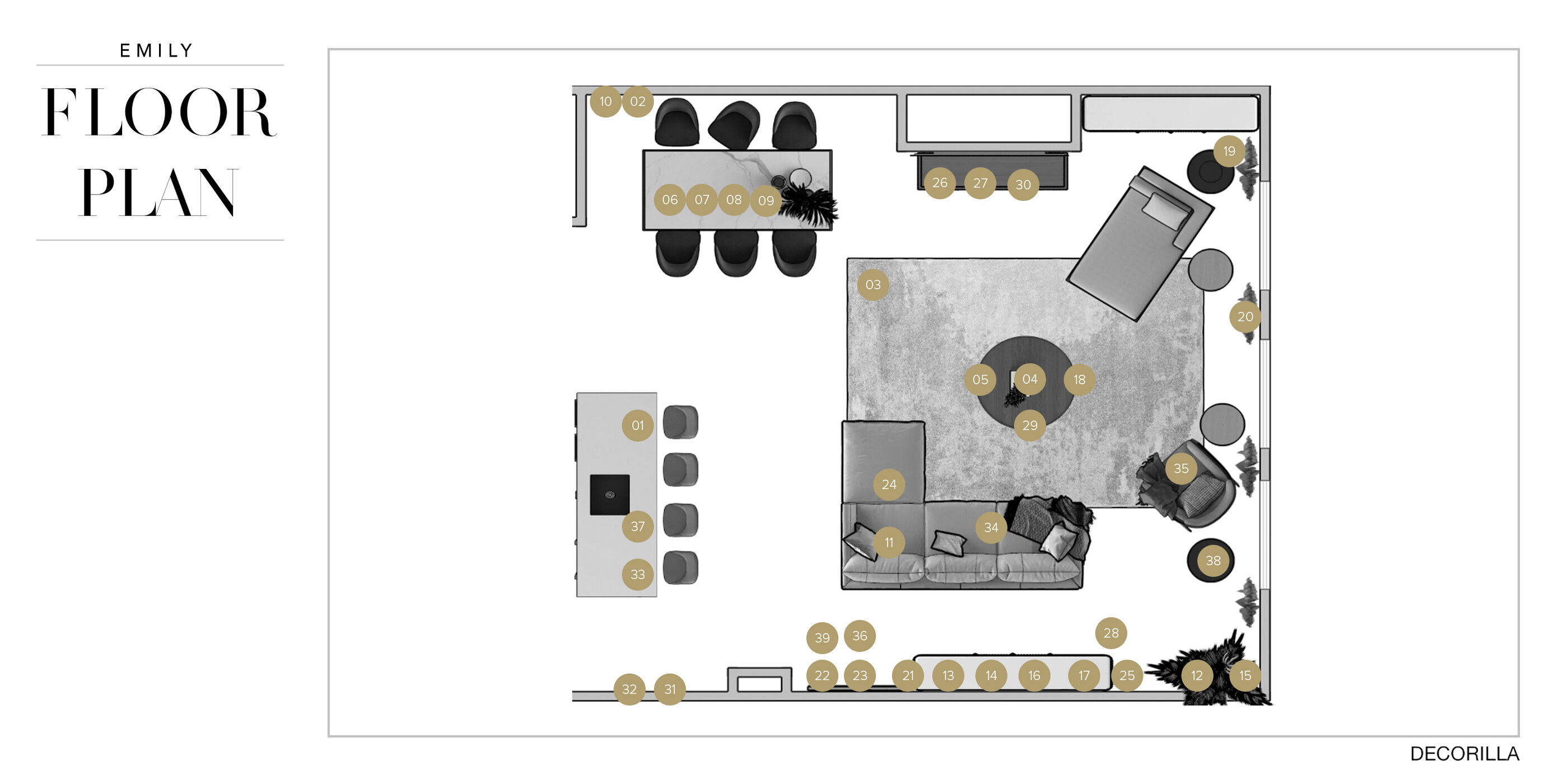 Online Designer Combined Living/Dining Floorplan