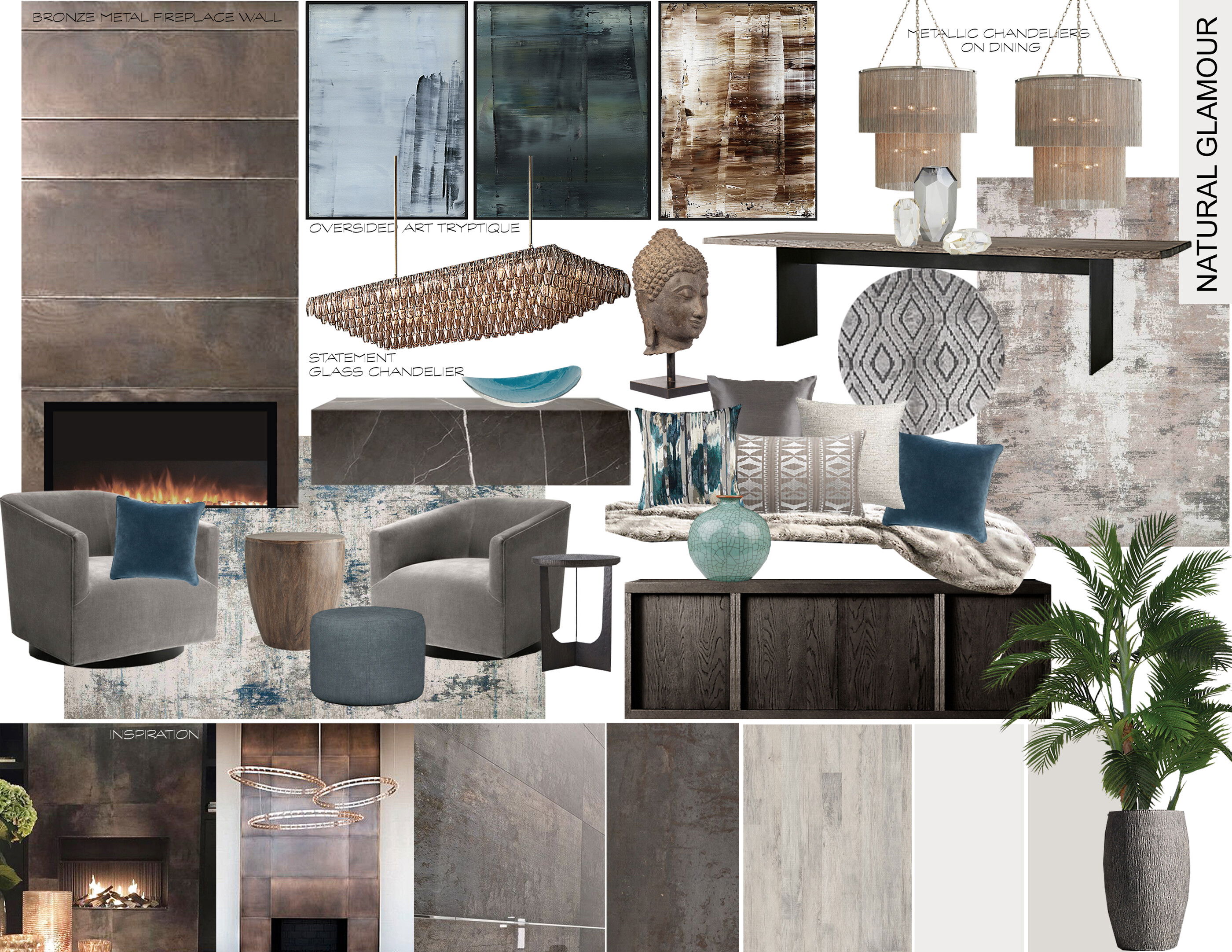 Bohemian Glam Living Room Transformation Laura A. Moodboard 2 thumb