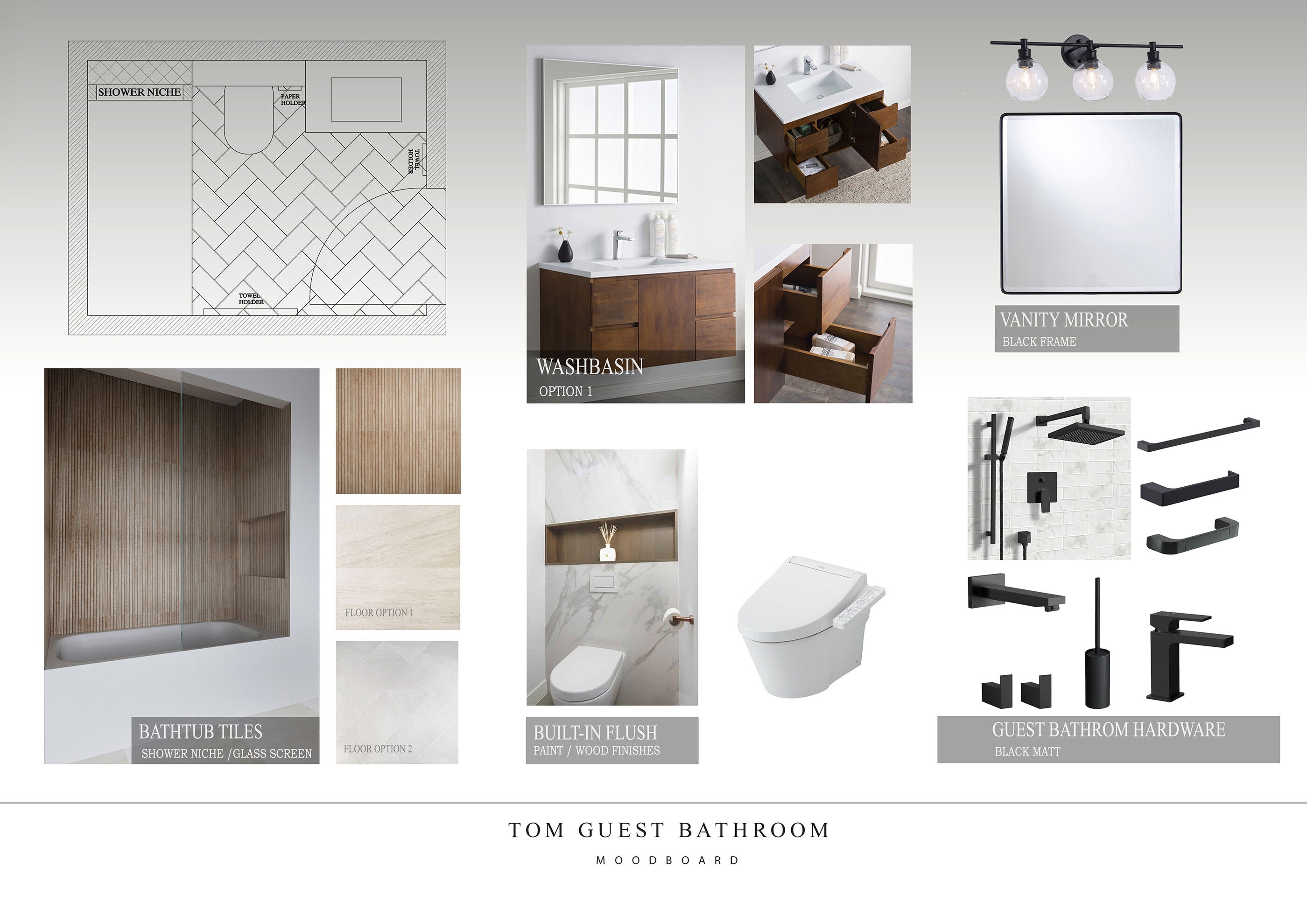Sleek & Sophisticated Guest Bathroom Remodel Nathalie I. Moodboard 1 thumb