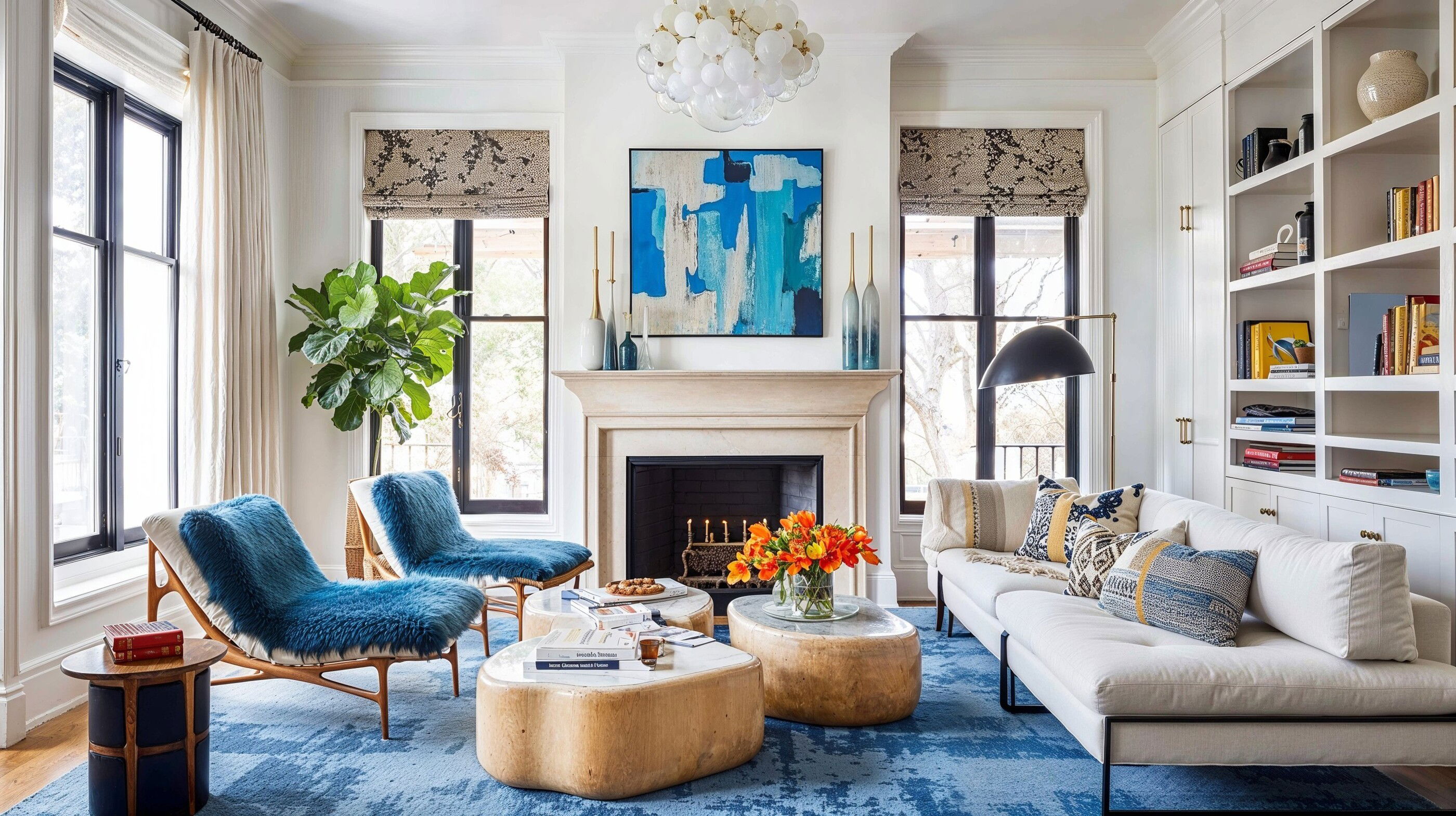 Modern Living Room Interior Design with Colorful Decorating