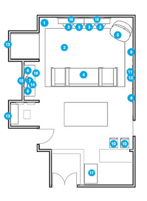 Plano de planta de sala de estar en línea