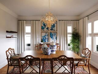 Traditional Dining Room with ceramic accents