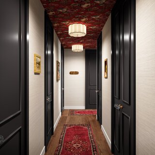 Hallway Design with textured ceiling decor