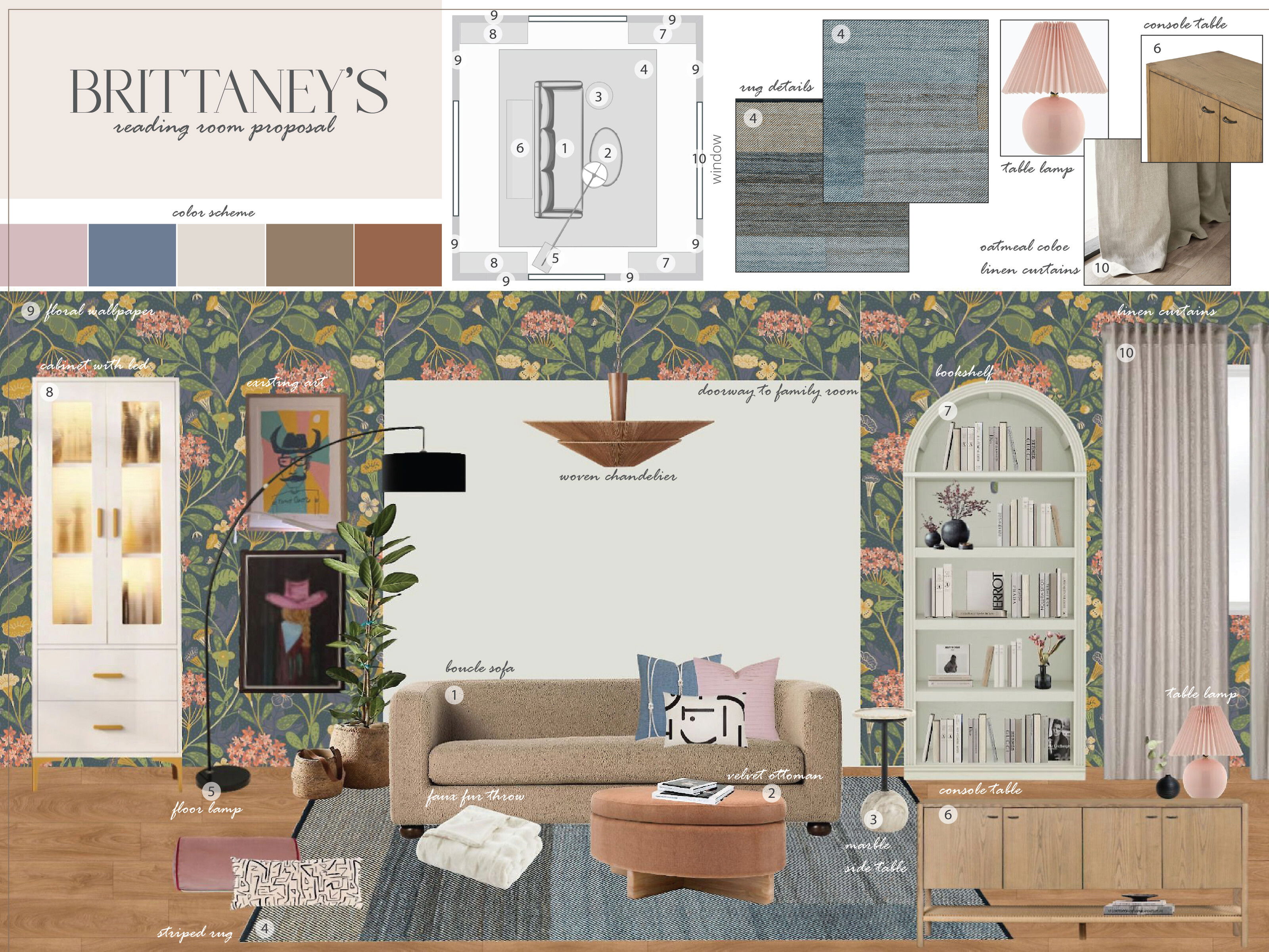 Warm and Eclectic Living and Office Room Design Sharné L. Moodboard 1 thumb