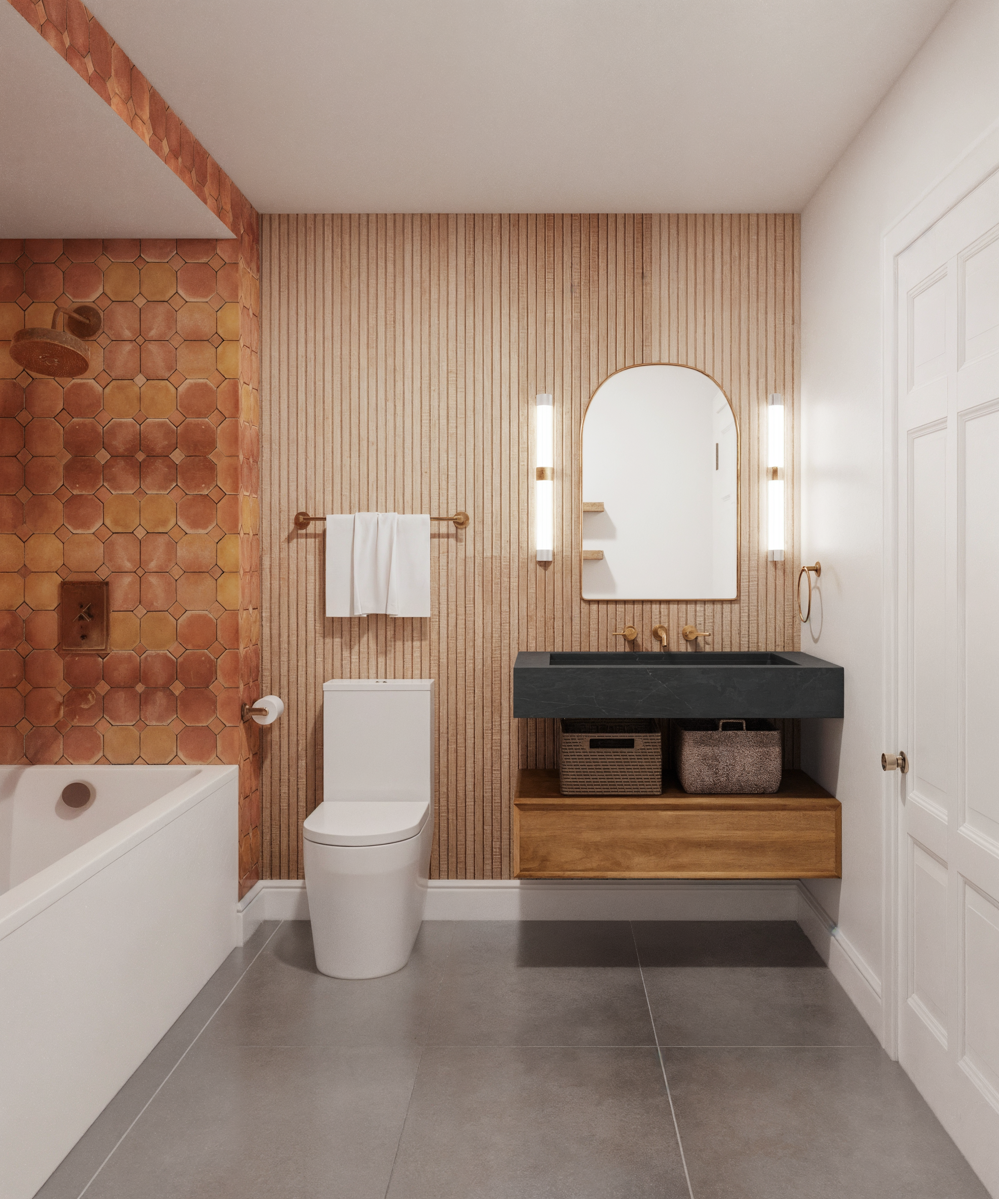 Sleek & Sophisticated Guest Bathroom Remodel Rendering thumb