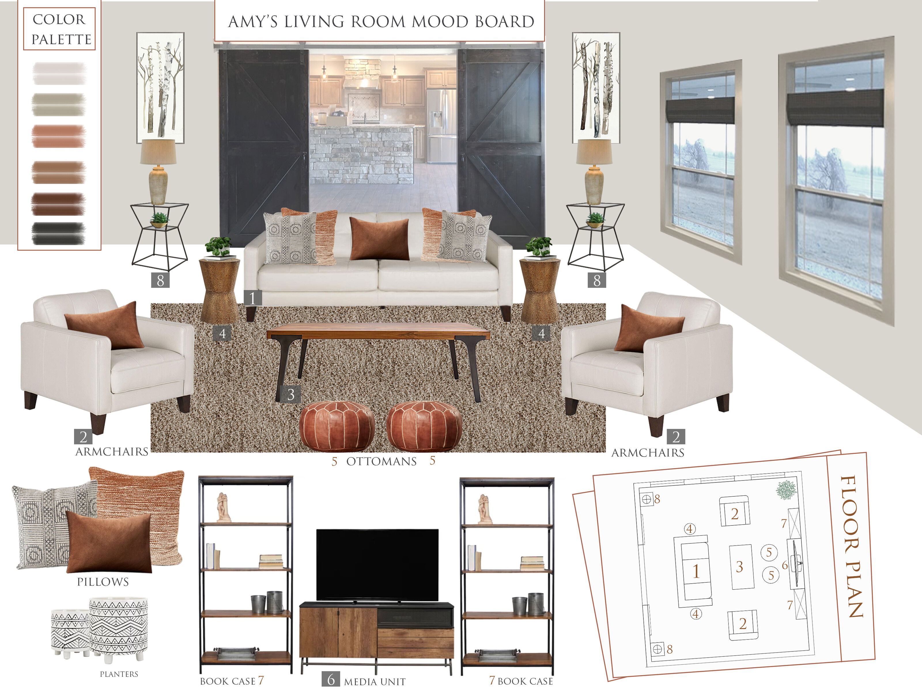 Modern Rustic Living Room Design Tijana Z. Moodboard 2 thumb