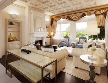 Online design Transitional Combined Living/Dining by Farzaneh K. thumbnail