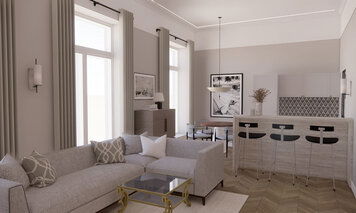 Online design Transitional Combined Living/Dining by Christina N. thumbnail