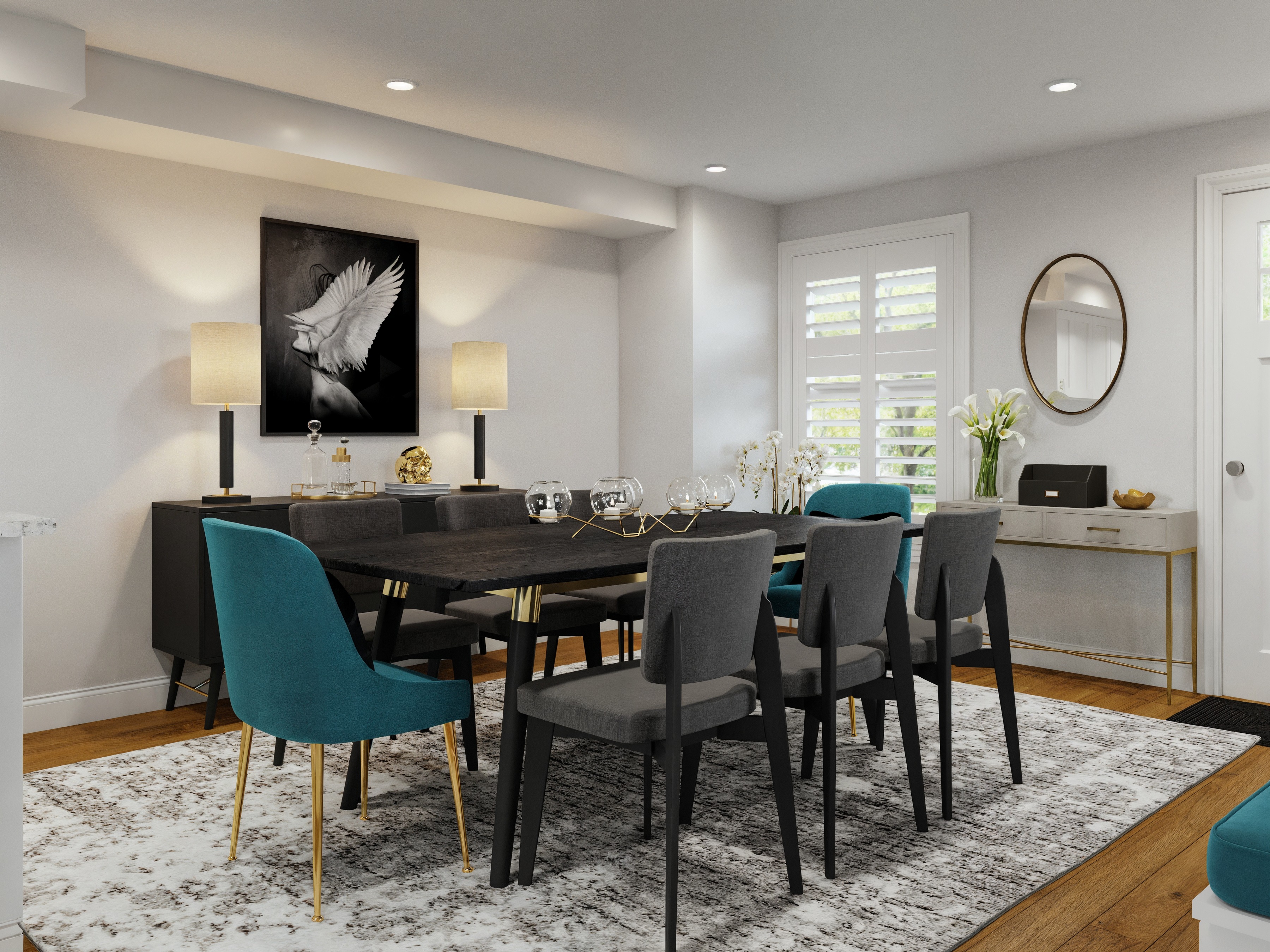 Renderizado del Diseño del Hogar Fresco y Cómodo