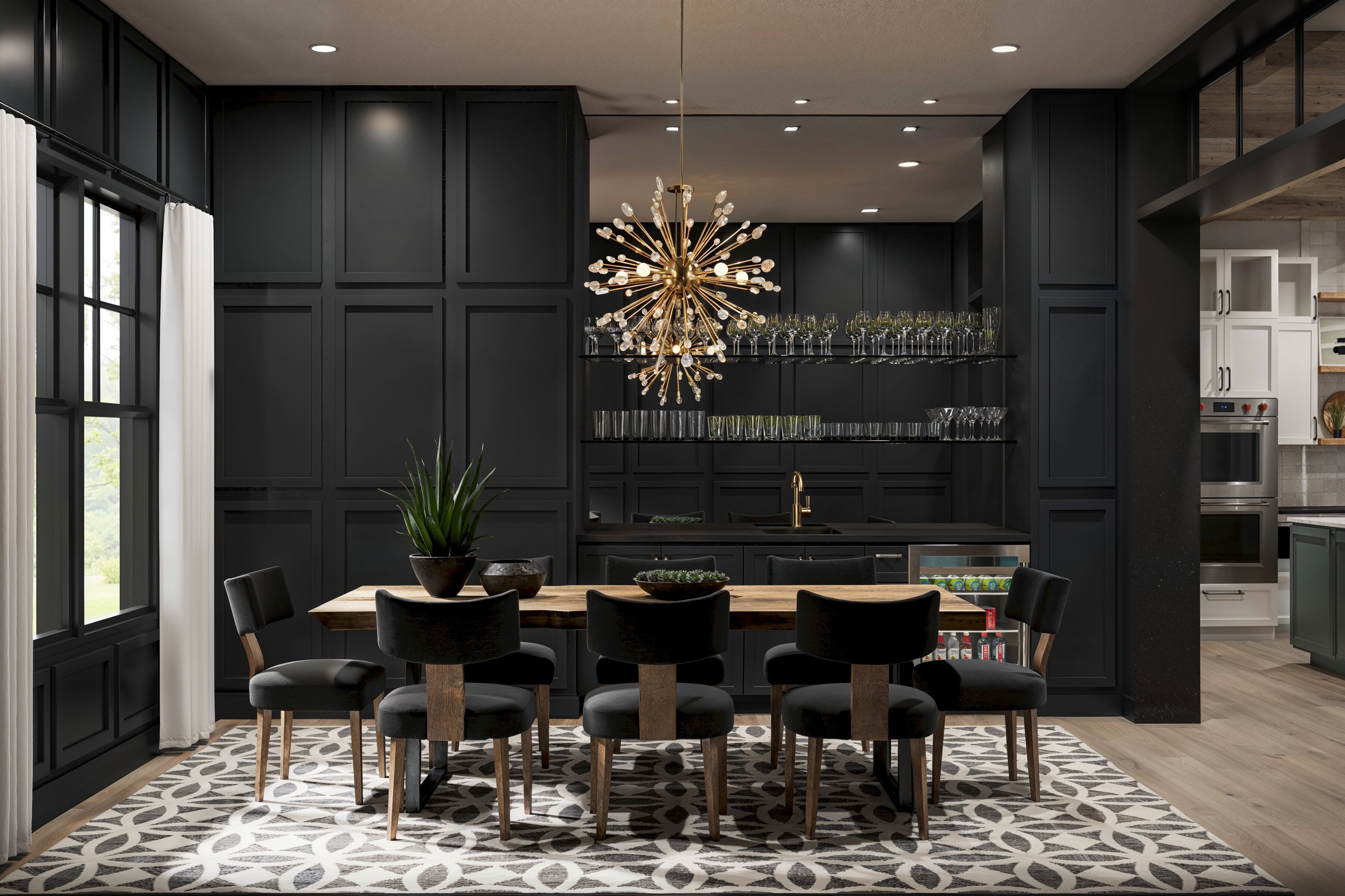 Renderizado de Diseño de Casa con Techos Altos Masculinos y Audaces
