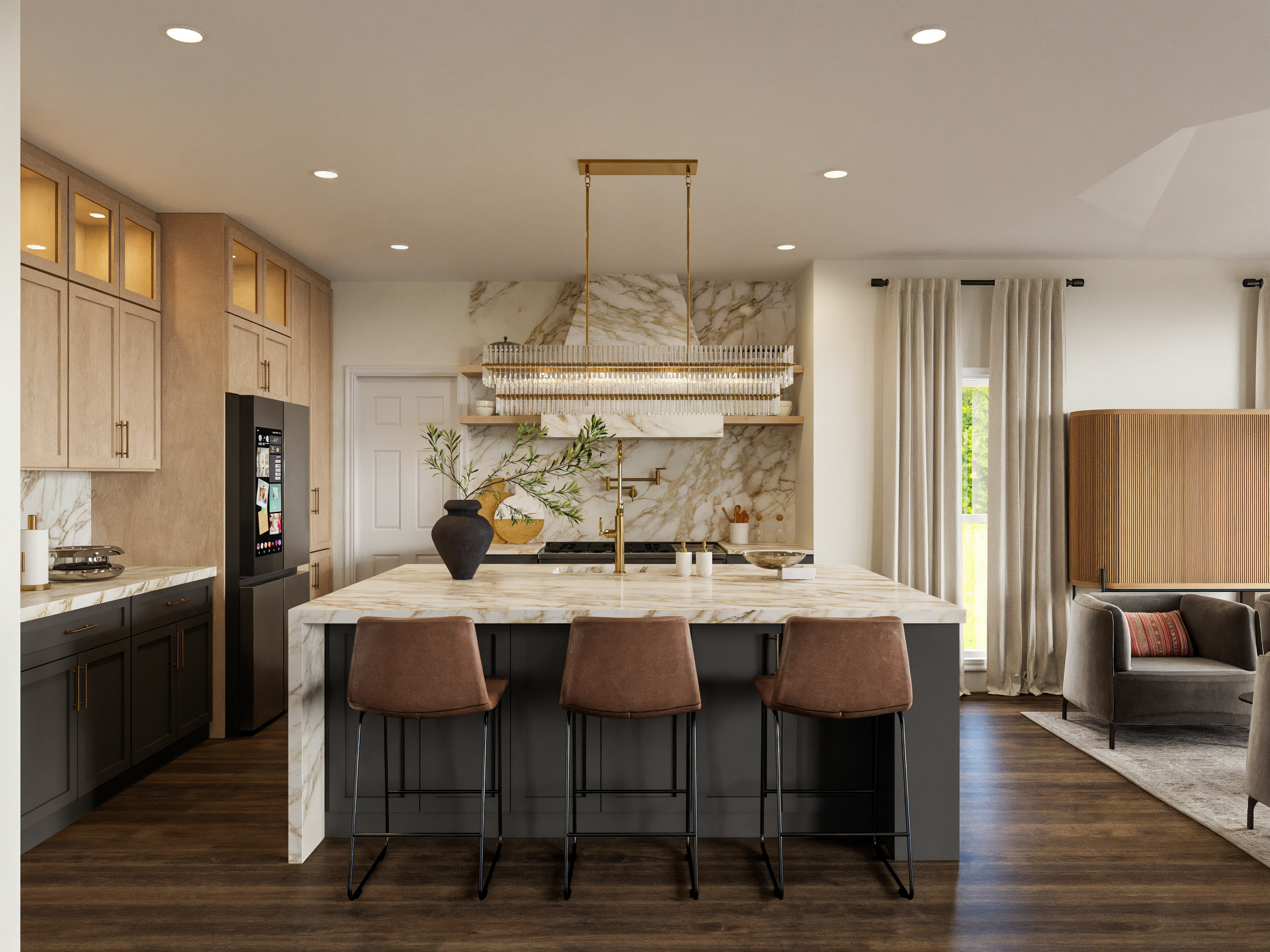 Miniatura de renderizado de diseño de cocina elegante y contemporáneo de lujo
