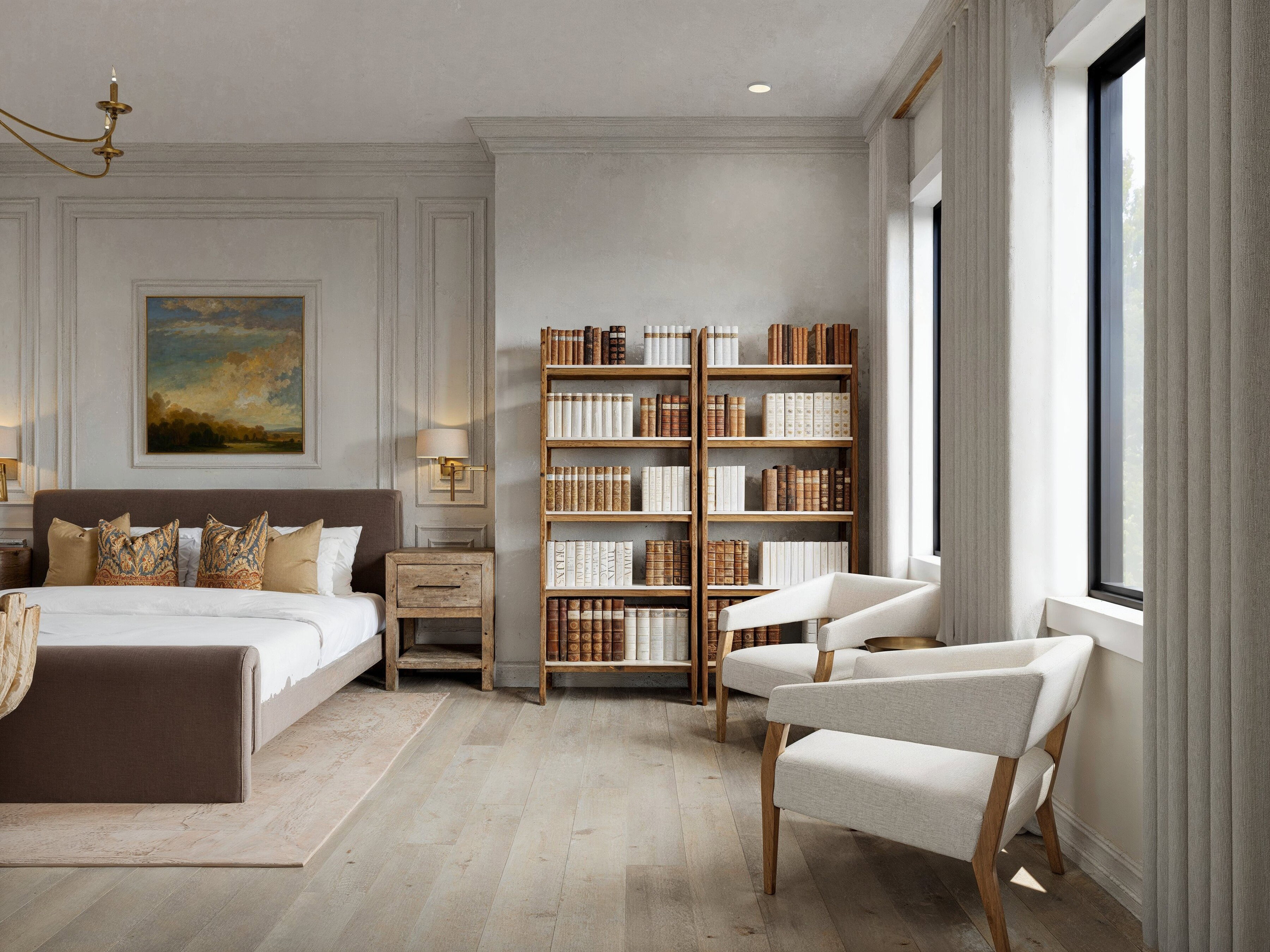 Renderizado de Combinación de Sala de Estar y Comedor Bohemio de Lujo