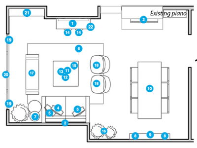 Online Designer Combined Living/Dining Floorplan