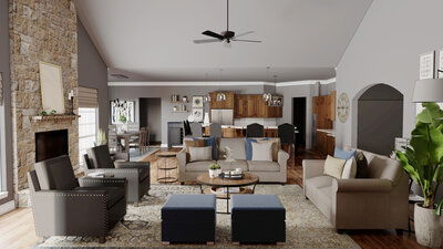 Online Designer Combined Living/Dining 3D Model 2