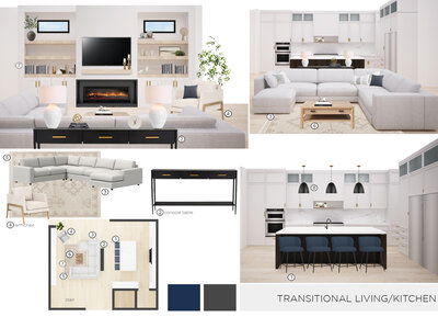 Transitional Living & Kitchen Interior Design | Decorilla