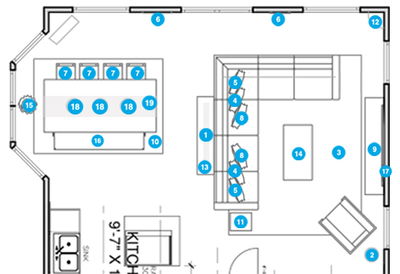 Online Designer Combined Living/Dining Floorplan