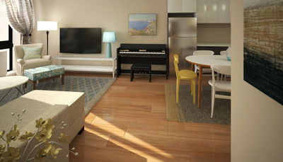 Online Designer Combined Living/Dining 3D Model 1