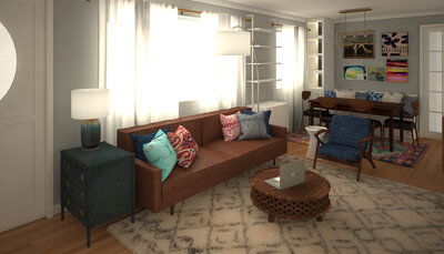 Online Designer Combined Living/Dining 3D Model 2