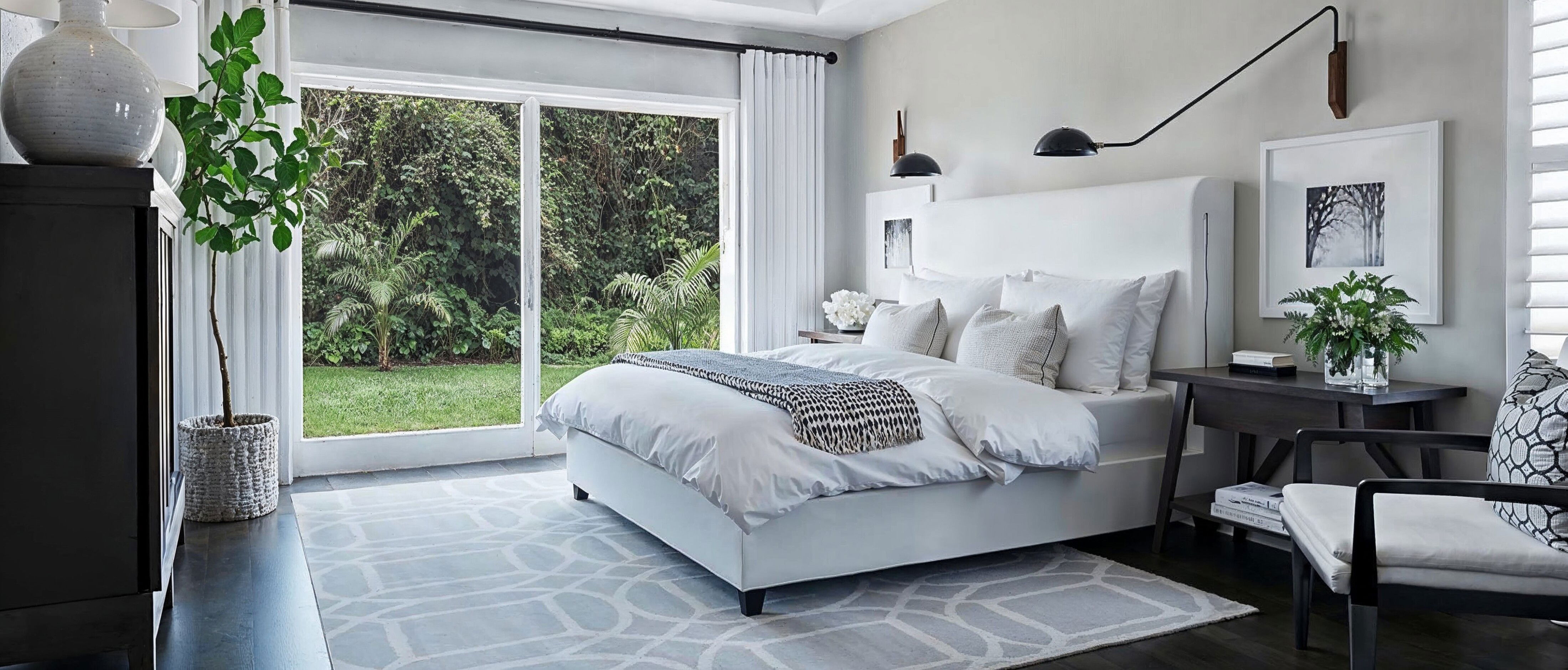 Modern White & Grey Bedroom Interior Design by top Clearwater interior designers