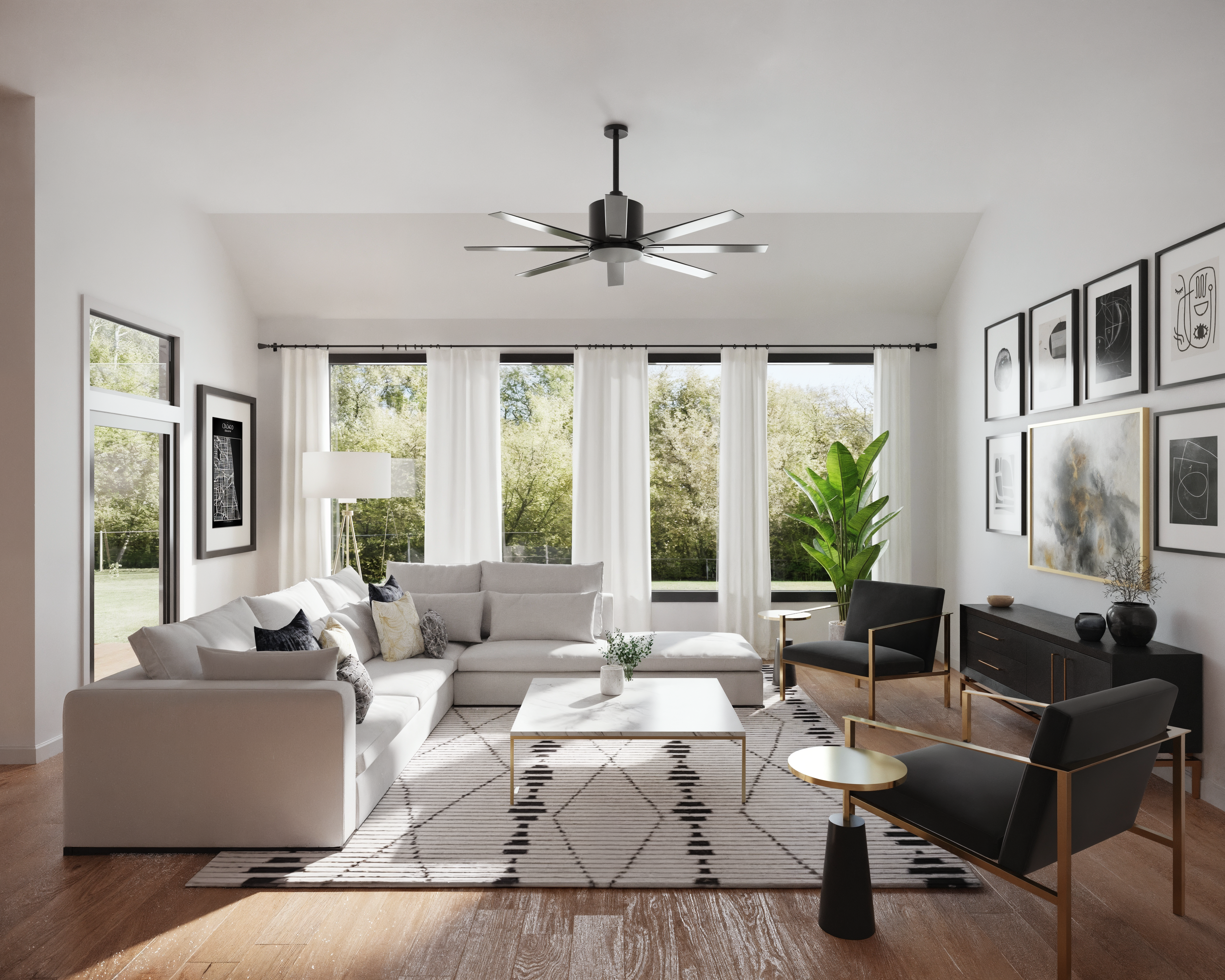 Renderizado de Sala de Estar y Comedor Moderno y Elegante thumb