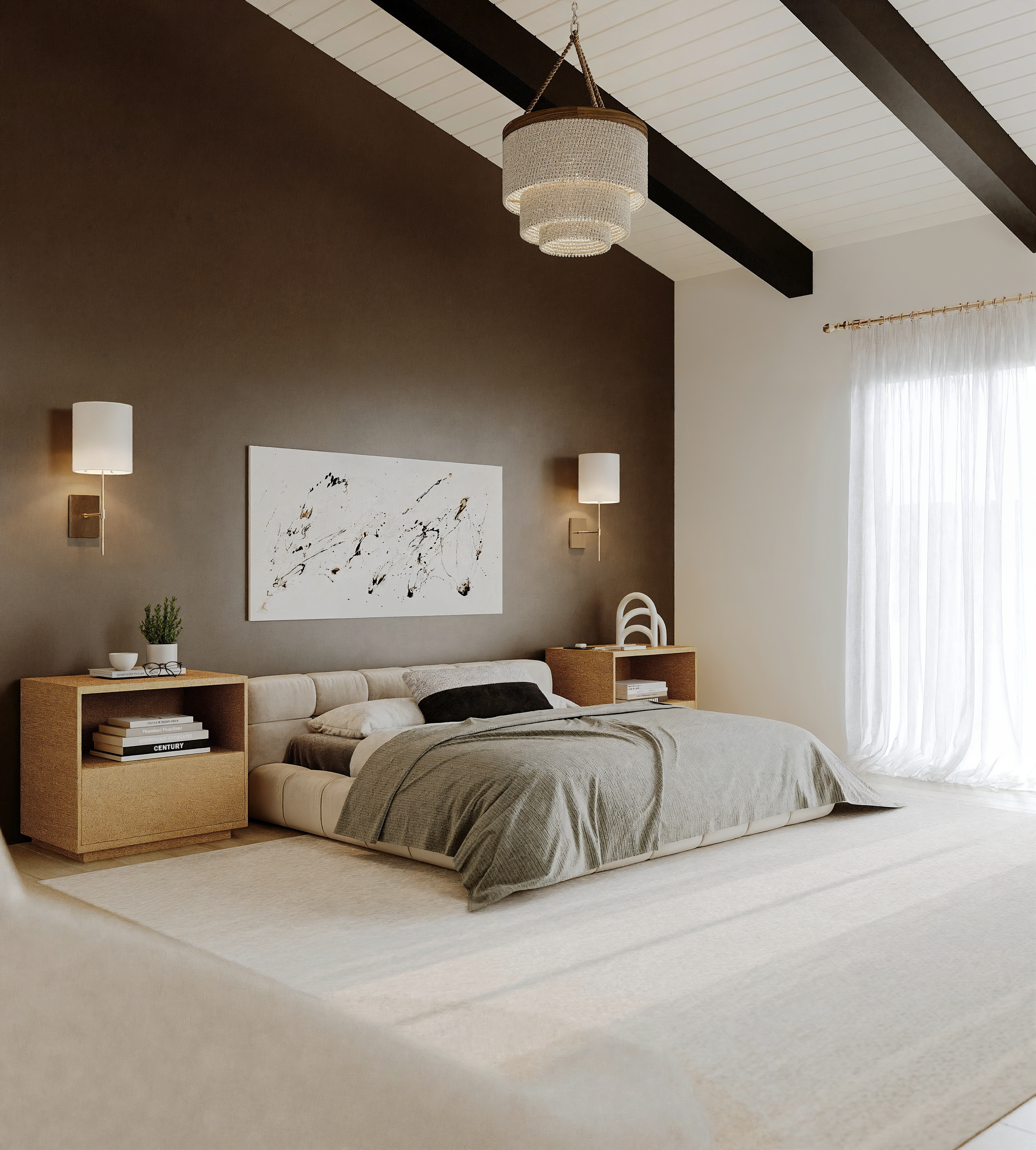 Modern Sleek & Cozy Bedroom Renovation Rendering thumb