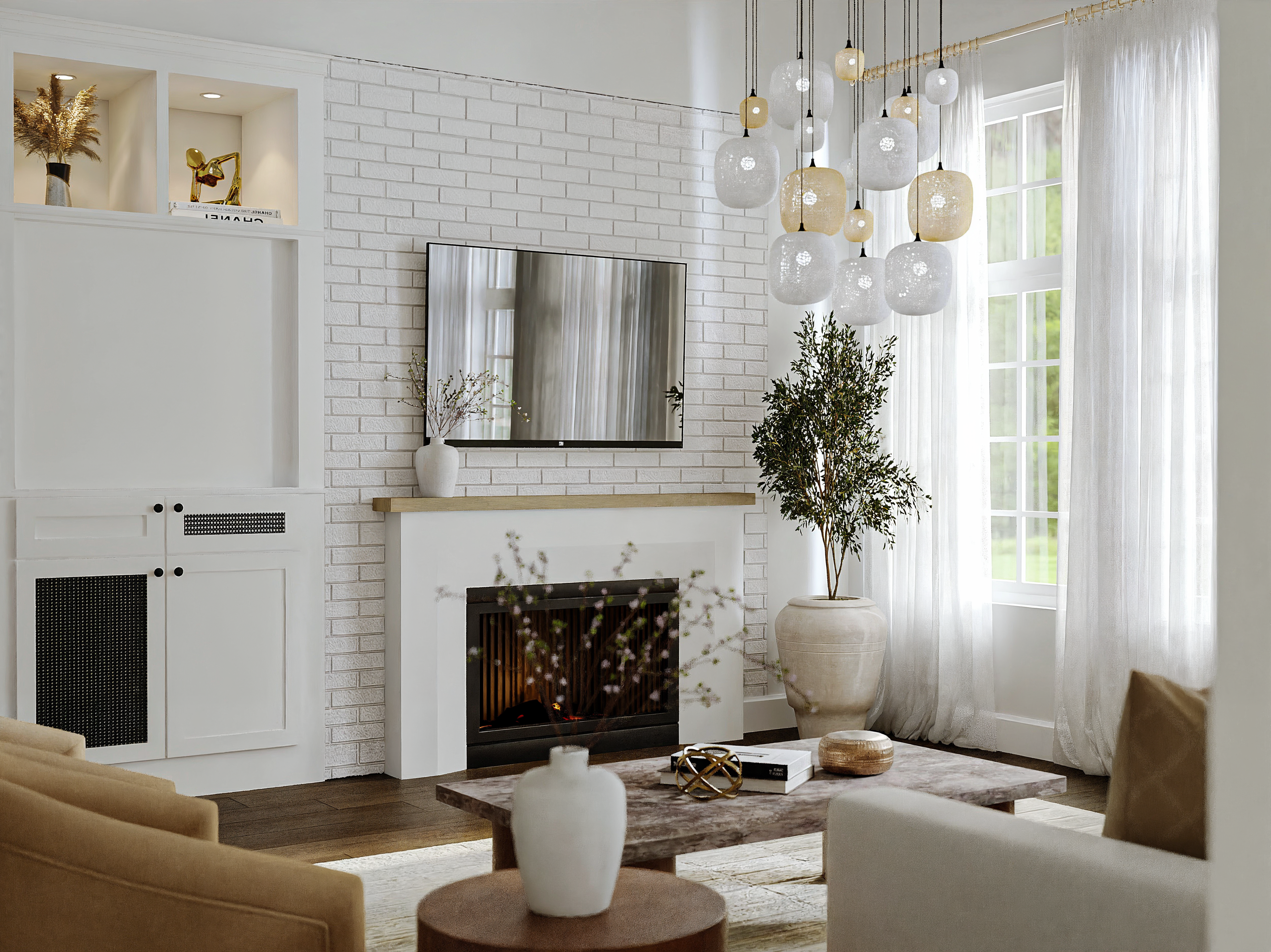Miniatura de Renderizado de Diseño de Interior de Hogar Contemporáneo Elegante