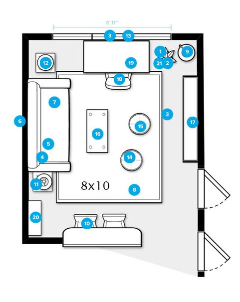 Online Designer Combined Living/Dining Floorplan