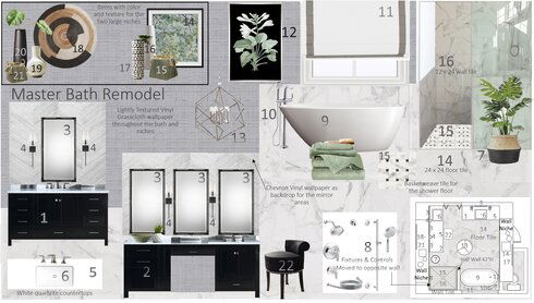 Transitional Black & White Bathroom Remodel Wanda P. Moodboard 2 thumb