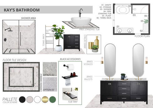 Transitional Black & White Bathroom Remodel Jessica D. Moodboard 1 thumb