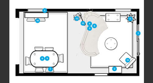 Online Designer Combined Living/Dining Floorplan