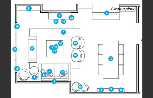 Online Designer Combined Living/Dining Floorplan