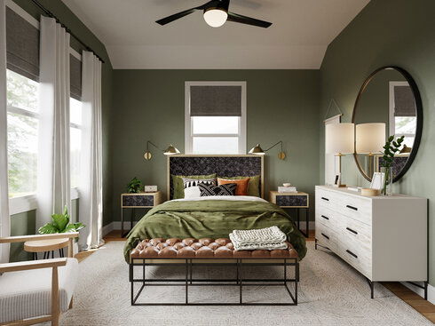 Relaxing Green Bedroom Design