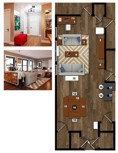 Online Designer Combined Living/Dining Floorplan