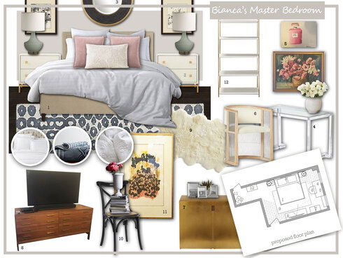 Blue Bedroom Transitional Interior Design Dragana V. Moodboard 2 thumb