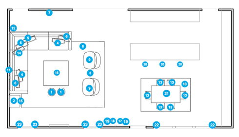 Online Designer Combined Living/Dining Floorplan