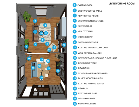 Online Designer Combined Living/Dining Floorplan