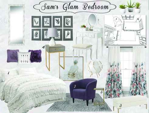 Sweet Femenine Bedroom Transformation Sarah M. Moodboard 1 thumb