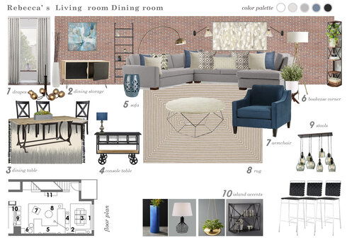 Contemporary Combine Living/Dining Transformation Marina S. Moodboard 2 thumb