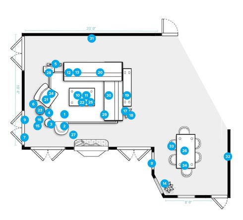 Online Designer Combined Living/Dining Floorplan