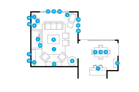 Online Designer Combined Living/Dining Floorplan