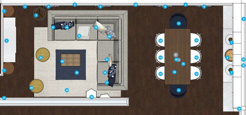 Online Designer Combined Living/Dining Floorplan