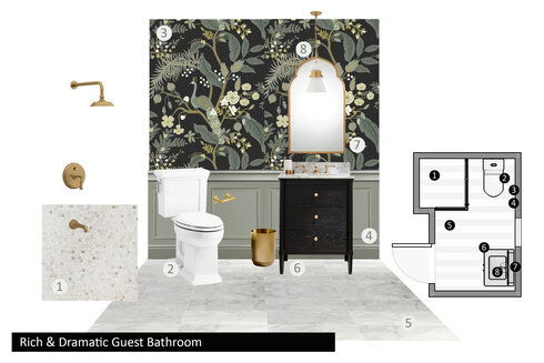 Rich & Dramatic Guest Bathroom Drew F. Moodboard 1 thumb