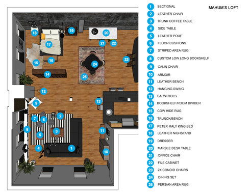 Online Designer Combined Living/Dining Floorplan
