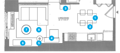 Online Designer Combined Living/Dining Floorplan