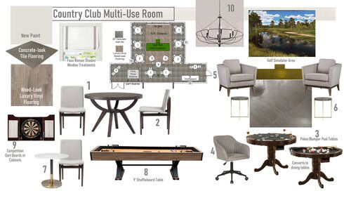 Masculine Country Club Lounge Interior Design Wanda P. Moodboard 1 thumb