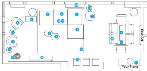 Online Designer Combined Living/Dining Floorplan